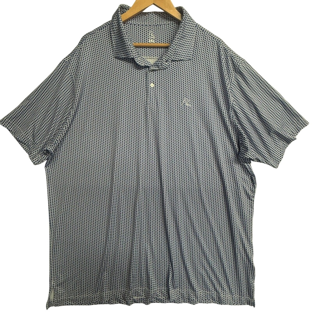 Rhoback Mens 3XL Texas State Print Performance Polo Shirt Blue White Golf 3XL
